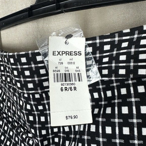 Express Women's Ankle High Rise Columnist Pants 6R Print Black NWT Career Office - Picture 5 of 10